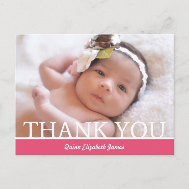 Personalised Baby Girl Thank You Card - 4.25 x 5.6 (Front)