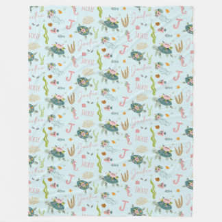 Personalised Baby Girl Turtle | 60x80 Fleece