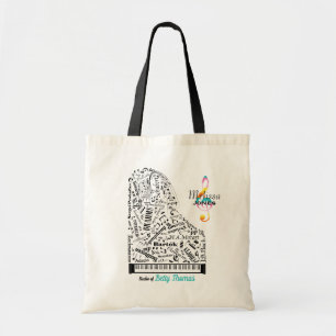 Personalised Baby Grand Piano Student Teacher Tote Bag