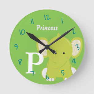 Personalised Baby Green Round Clock