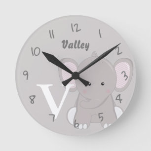 Personalised Baby grey  Round Clock