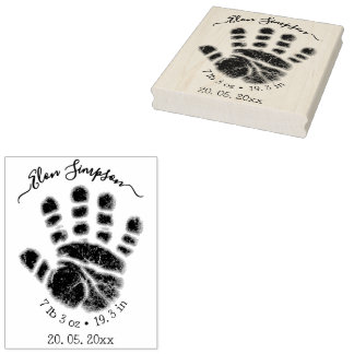 Personalised Baby Hand Stamp, Newborn Rubber Stamp