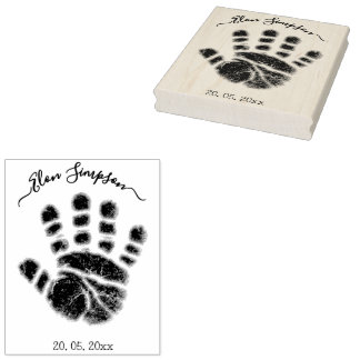 Personalised Baby Hand Stamp, Newborn Rubber Stamp