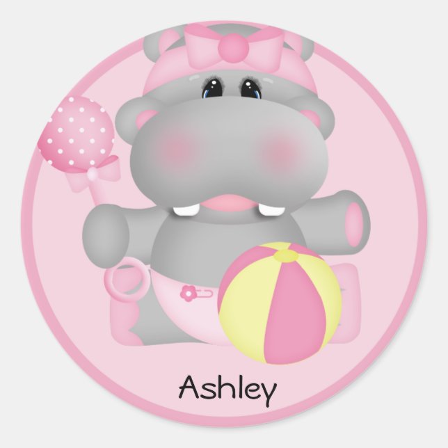 Personalised Baby Hippo Sticker (Front)