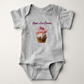 Personalised Baby Ice Cream Day Grey T-Shirt Bodysuit