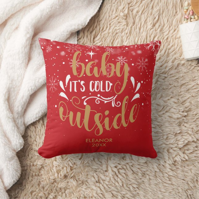 Personalised  Baby It's Cold Outside Cushion (Blanket)