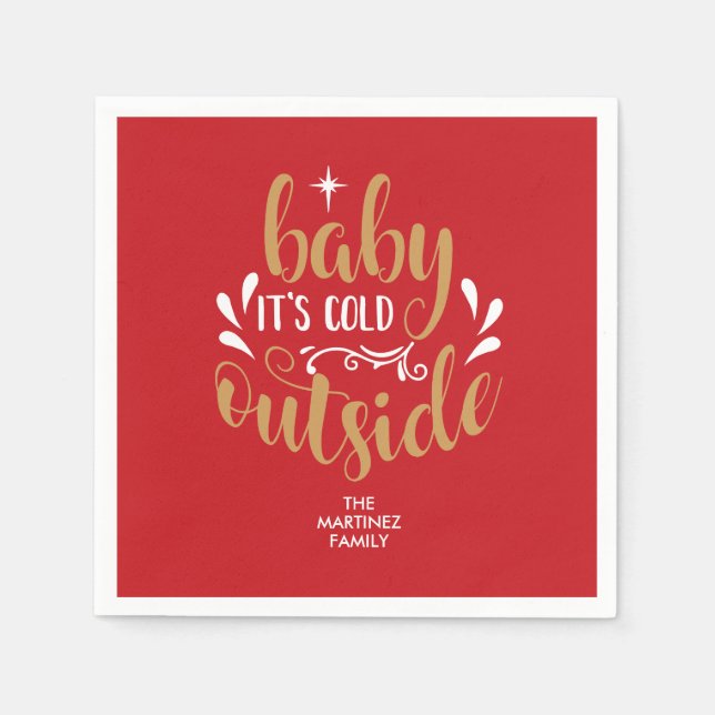 Personalised  Baby It's Cold Outside Napkin (Front)