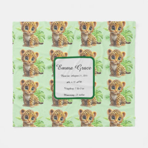 Personalised Baby Leopard Jungle Fleece Blanket