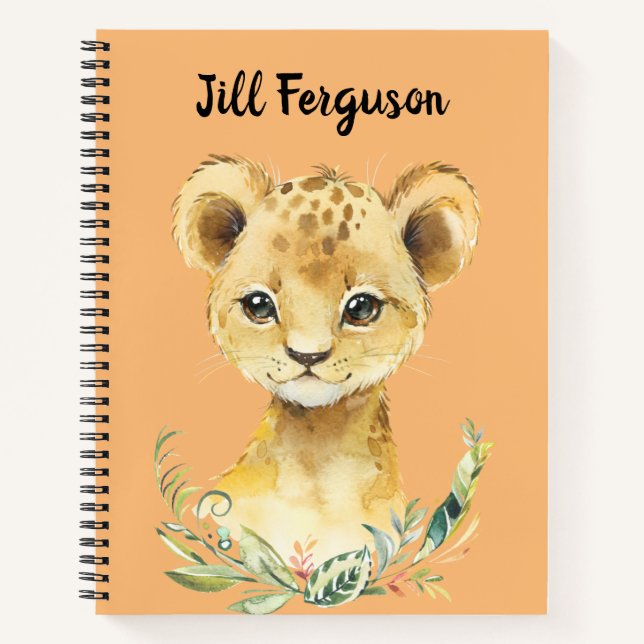 Personalised Baby Lion Sketch Notebook (Front)