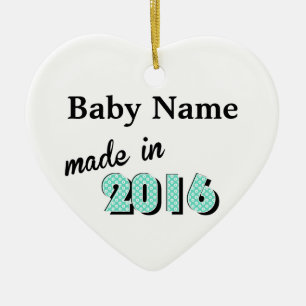 Personalised Baby Made In 2016 Green Ceramic Tree Decoration