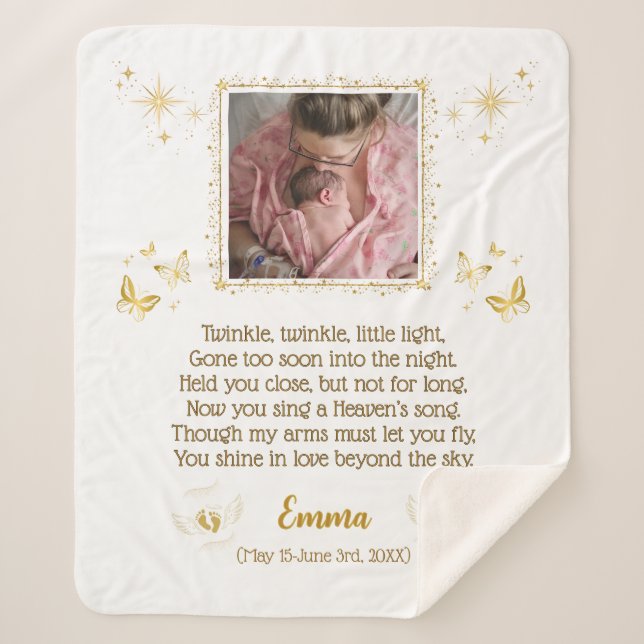 Personalised Baby Memorial Sherpa Blanket (Front)