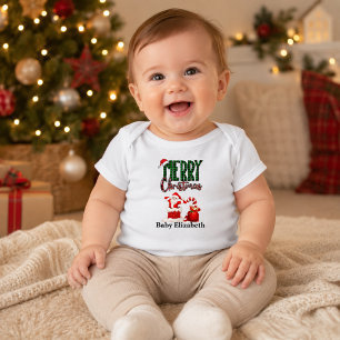 Personalised Baby Merry Christmas Santa Bodysuit