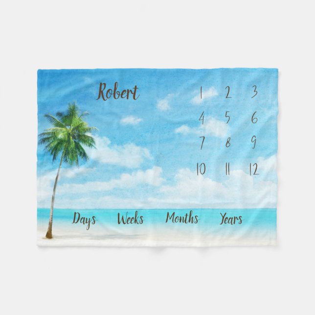Personalised Baby Milestone Fleece Blanket (Front (Horizontal))