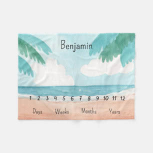 Personalised Baby Milestone Fleece Blanket