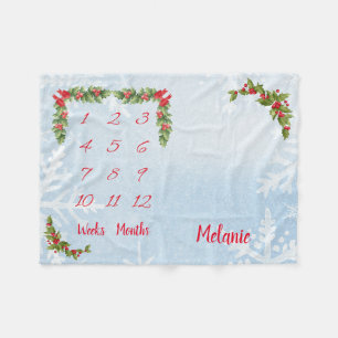 Personalised Baby Milestone Fleece Blanket