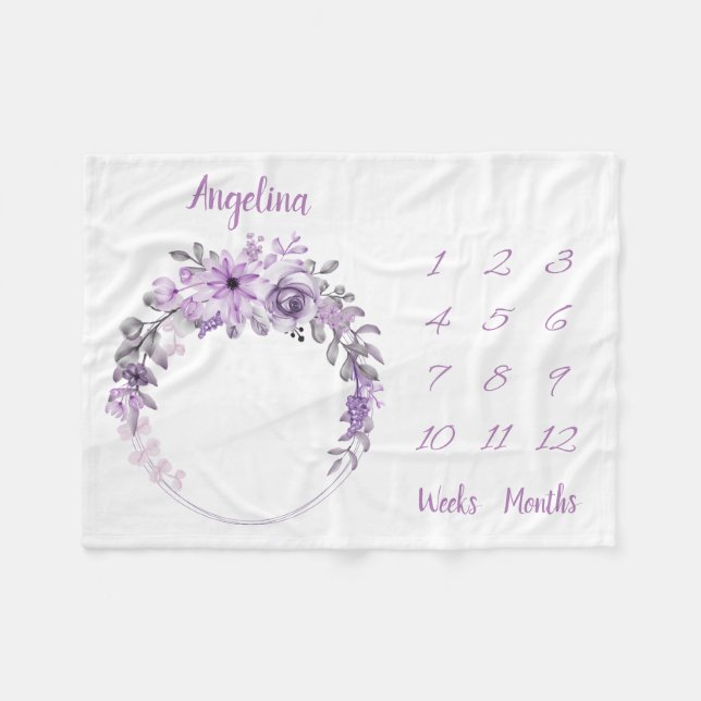 Personalised Baby Milestone Fleece Blanket (Front (Horizontal))