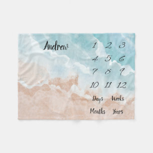 Personalised Baby Milestone Fleece Blanket