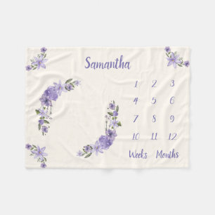 Personalised Baby Milestone Fleece Blanket