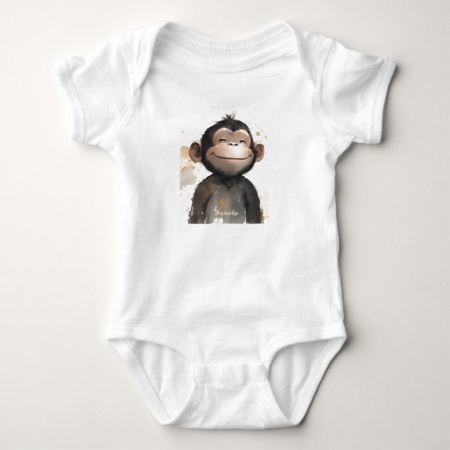Personalised Baby Monkey bodysuit (Front)