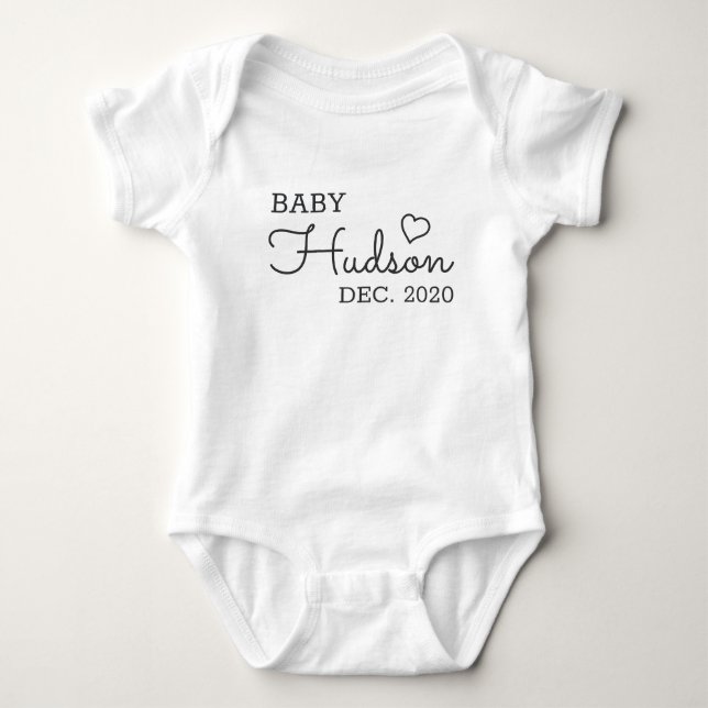 Personalised Baby Name Announcement Bodysuit (Front)