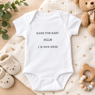 Personalised Baby Name Hello I'm New Here Bodysuit