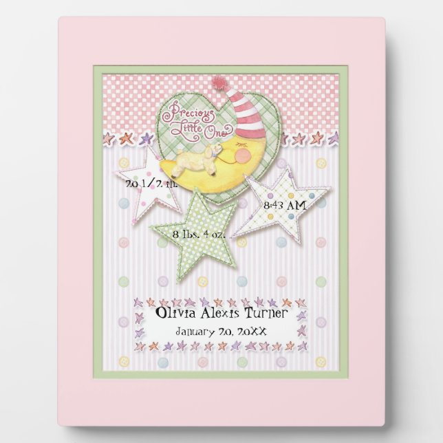 Personalised Baby Name Wall Nursery Art for Girl Plaque (Front)