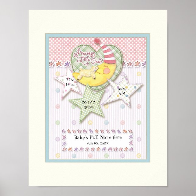 Personalised Baby Name Wall Nursery Art for Girl Poster (Front)