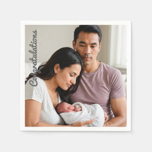 Personalised Baby Newborn Party Custom photo name Napkin