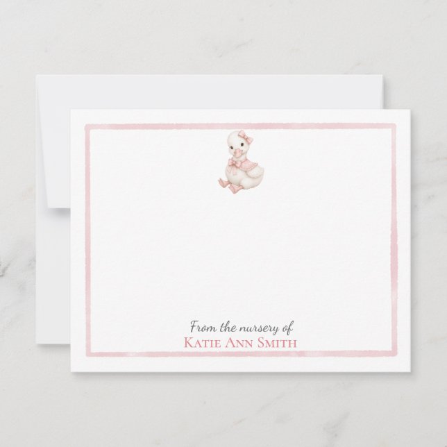 Personalised Baby Note Cards | Pink Duck Nursery (Front)