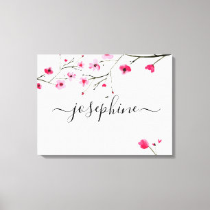 Personalised Baby Nursery Name Cherry blossom art Canvas Print