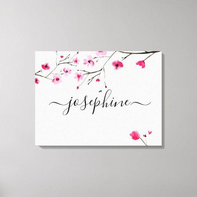 Personalised Baby Nursery Name Cherry blossom art Canvas Print (Front)