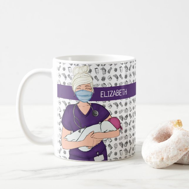 Personalised Baby OB/GYN Nurse Coffee Mug (With Donut)