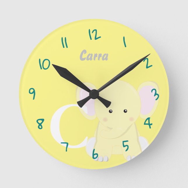 Personalised Baby Pastel Yellow Round Clock (Front)