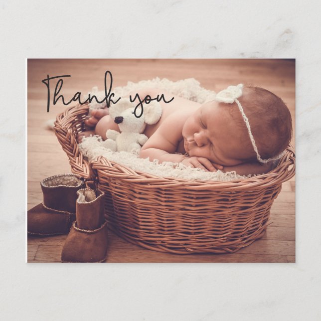 Personalised Baby Photo Announement, Thank You, Postcard (Front)