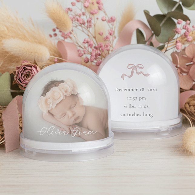 Personalised Baby Photo & Birth Stats Snowglobe (Creator Uploaded)
