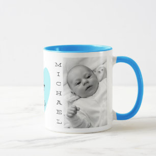 Personalised Baby Photo Blue Handle Coffee Mug