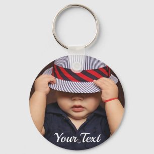 Personalised Baby Photo Button Keychain