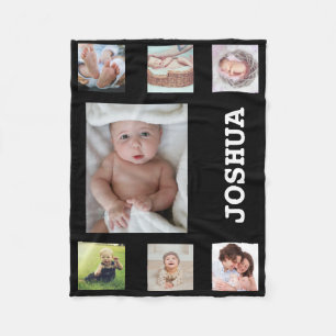 Personalised Baby Photo Collage Custom Name Cute Fleece Blanket