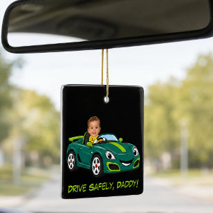 Personalised Baby Photo Drive Safely Daddy Cartoon Ceramic Ornament