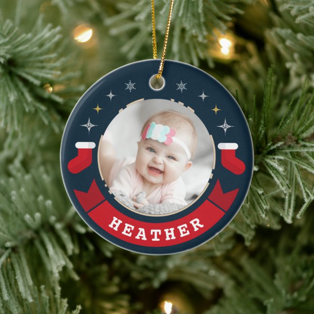 Personalised Baby Photo First Christmas Ceramic Tree Decoration (Tree)