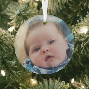 Personalised Baby Photo Glass Tree Decoration