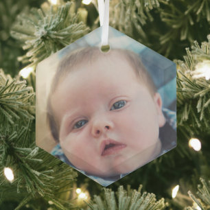Personalised Baby Photo Glass Tree Decoration