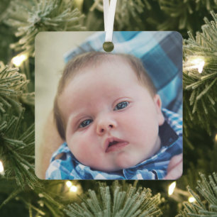Personalised Baby Photo Metal Tree Decoration