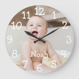 Personalised Baby Photo Name Large Clock