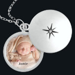 Personalised Baby Photo Name Overlay Locket Necklace<br><div class="desc">Create a timeless keepsake for a new mother with our Customisable Newborn Photo Locket. This locket is not just a piece of jewellery; it's a special way to celebrate the bond between a mother and her newborn, making it a perfect gift for this new chapter in her life. Customise this...</div>