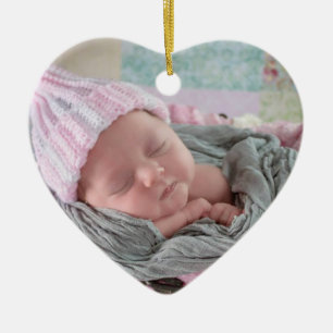 Personalised Baby Photo Pink Snowflake Ceramic Tree Decoration