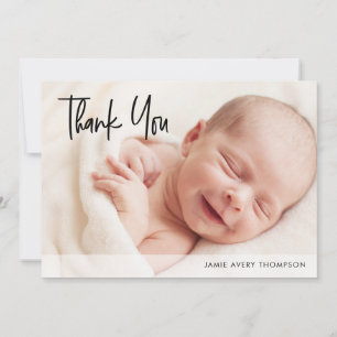 Personalised Baby Photo Shower Gratitude Modern  Thank You Card