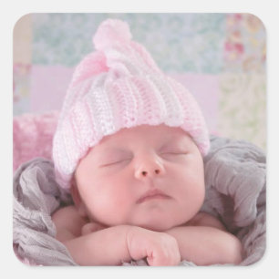 Personalised Baby Photo Square Sticker