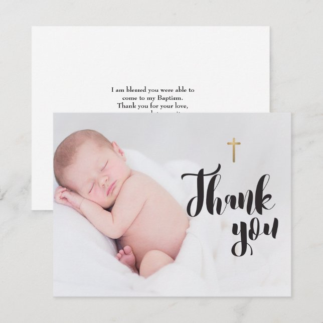 Personalised Baby Photo Thank you Baptism Card (Front/Back)