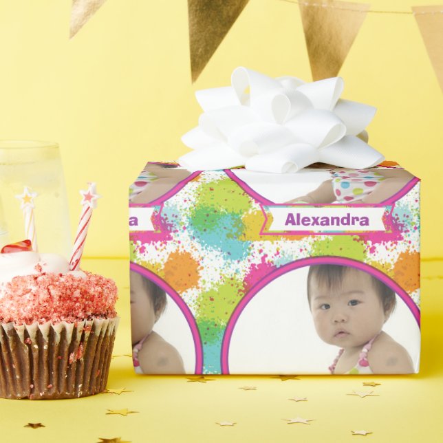 Personalised Baby Photo Wrapping Paper (Birthday Party)